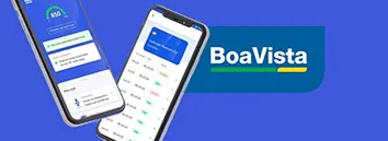 Dois celulares no app do consumidor positivo e um logo da boa vista ao lado